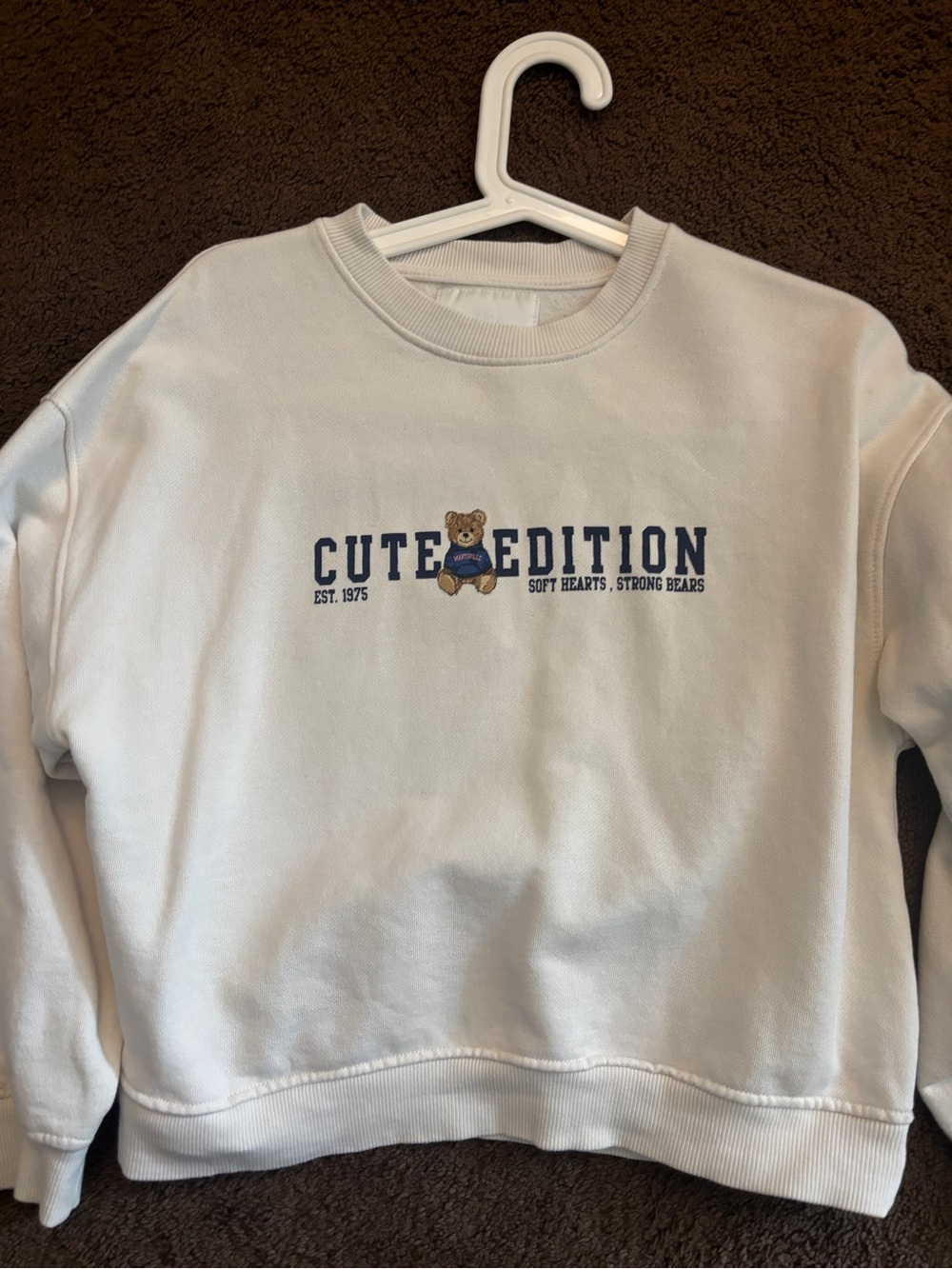 Girls Zara White 'Cute Edition' Teddy Graphic Sweatshirt size 12/13 year old